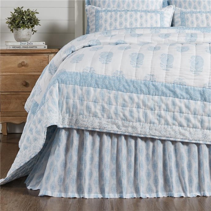 Avani Blue Queen Bed Skirt 60x80x16 Thumbnail