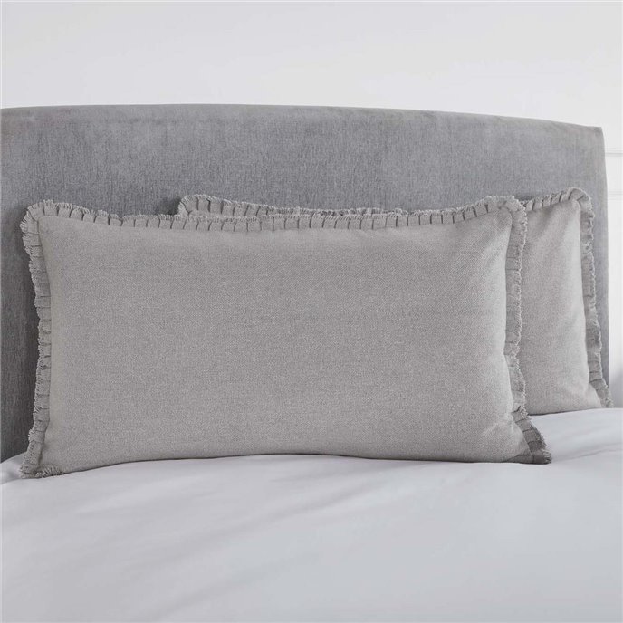 Burlap Dove Grey King Sham w/ Fringed Ruffle 21x37 Thumbnail