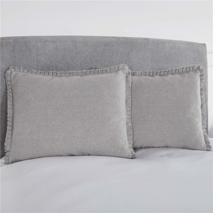 Burlap Dove Grey Standard Sham w/ Fringed Ruffle 21x27 Thumbnail