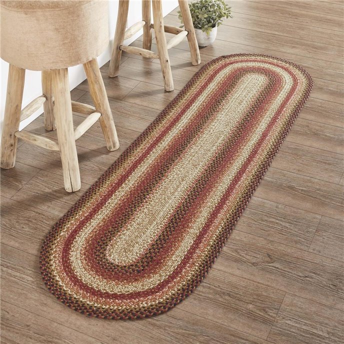 Ginger Spice Jute Rug/Runner Oval w/ Pad 22x72 Thumbnail