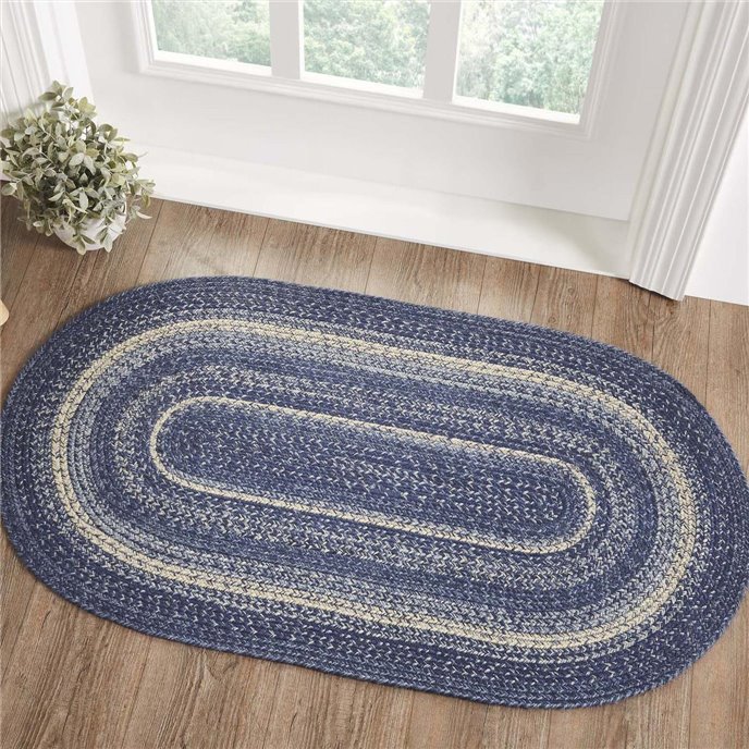 Great Falls Blue Jute Rug Oval w/ Pad 27x48 Thumbnail