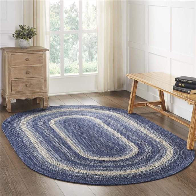 Great Falls Blue Jute Rug Oval w/ Pad 60x96 Thumbnail