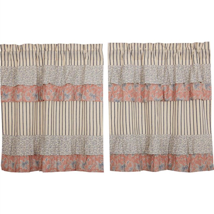 Kaila Ticking Blue Ruffled Tier Set of 2 L36xW36 Thumbnail