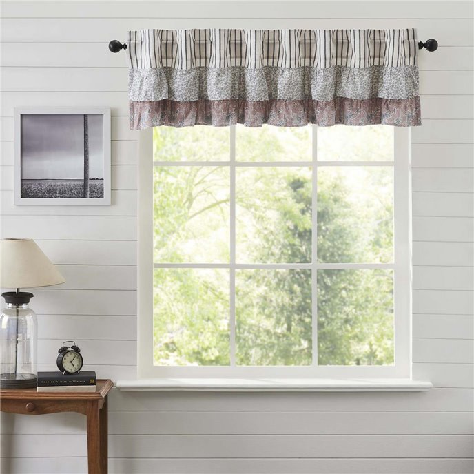 Kaila Ticking Blue Ruffled Valance 16x72 Thumbnail