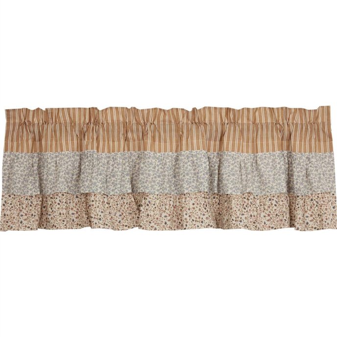 Kaila Ticking Gold Ruffled Valance 16x60 Thumbnail