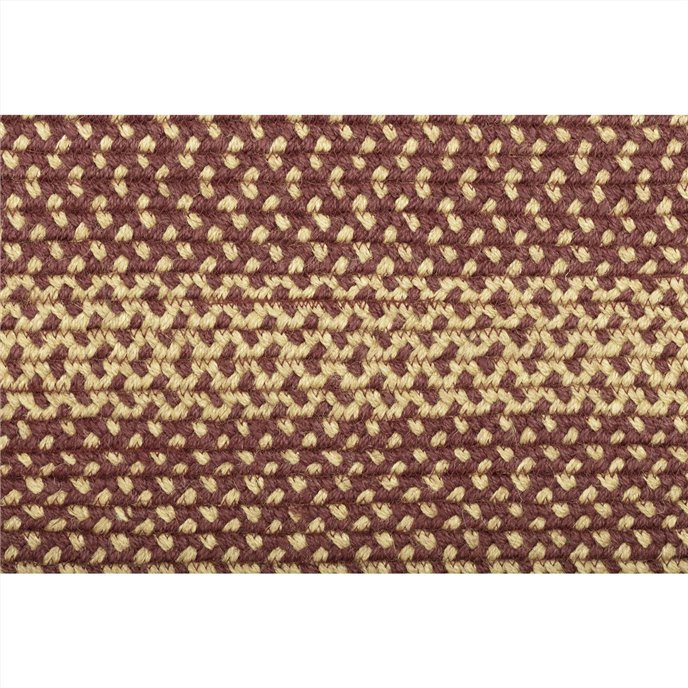 Burgundy Tan Jute Rug Oval Stencil Stars 24x36 Thumbnail