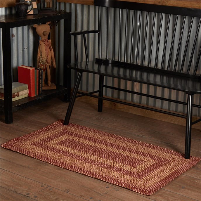 Burgundy Tan Jute Rug Rect w/ Pad 27x48 Thumbnail