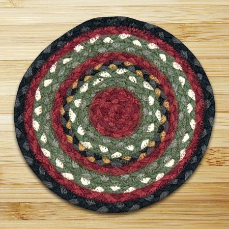 Burgundy/Olive/Charcoal Round Braided Swatch 10"x10" Thumbnail