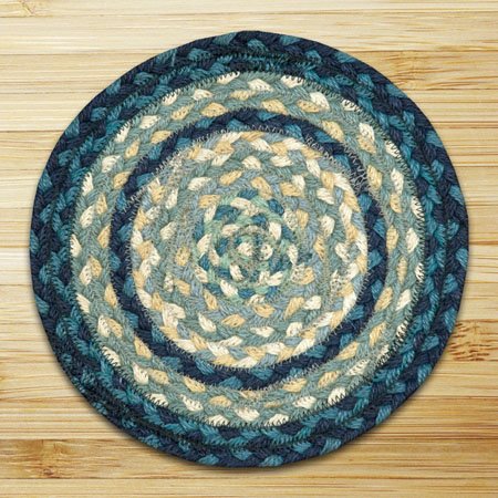 Breezy Blue/Taupe/Ivory Round Braided Swatch 10"x10" Thumbnail