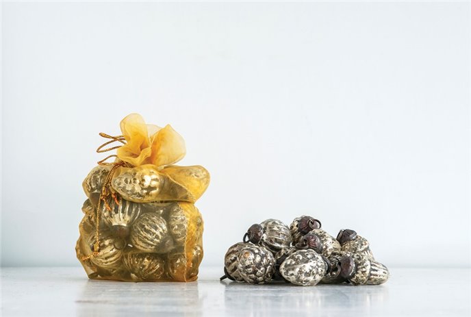 Mercury Glass Silver Ornaments Set of 36 Thumbnail