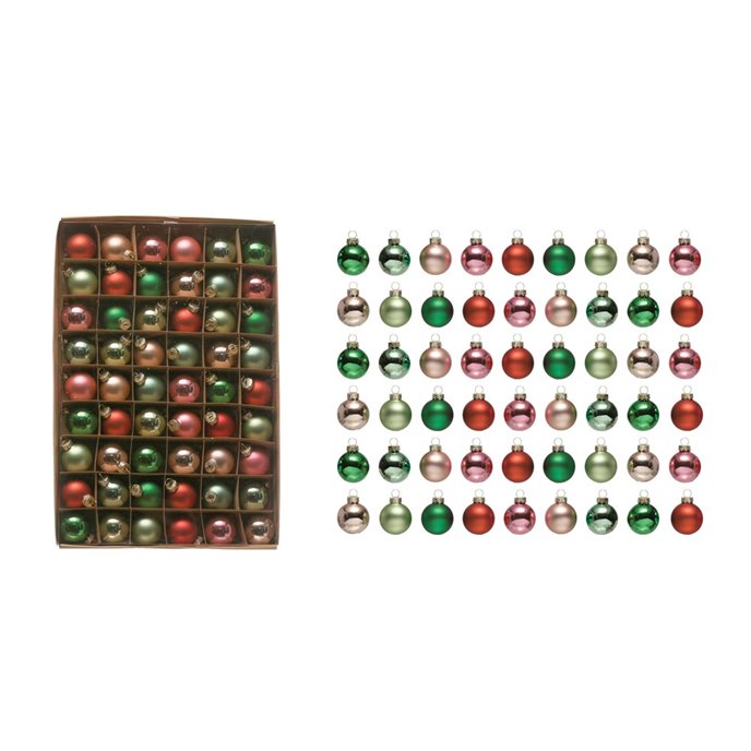 Assorted Holiday 1" Glass Ornaments Set of 50 (boxed) Thumbnail