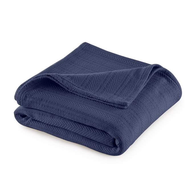 Vellux Cotton Full/Queen Indigo Blue Blanket Thumbnail
