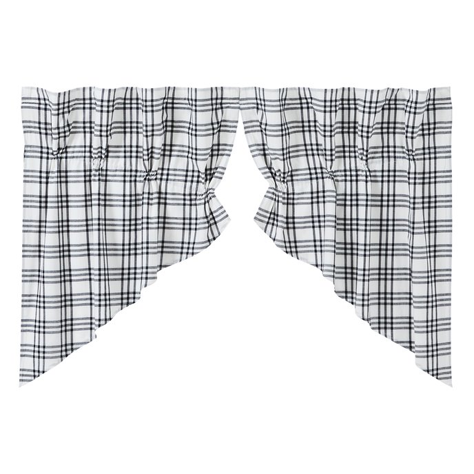 Sawyer Mill Black Plaid Prairie Swag Set of 2 36x36x18 Thumbnail