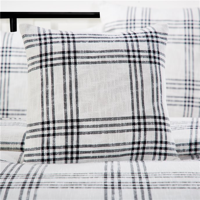 Black Plaid Fabric Pillow 18x18 Thumbnail