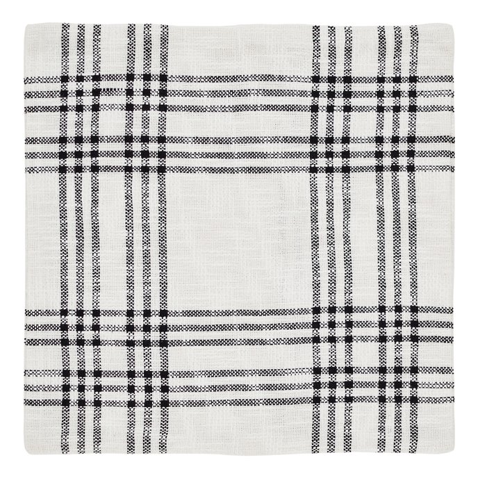 Black Plaid Fabric Pillow Cover 18x18 Thumbnail