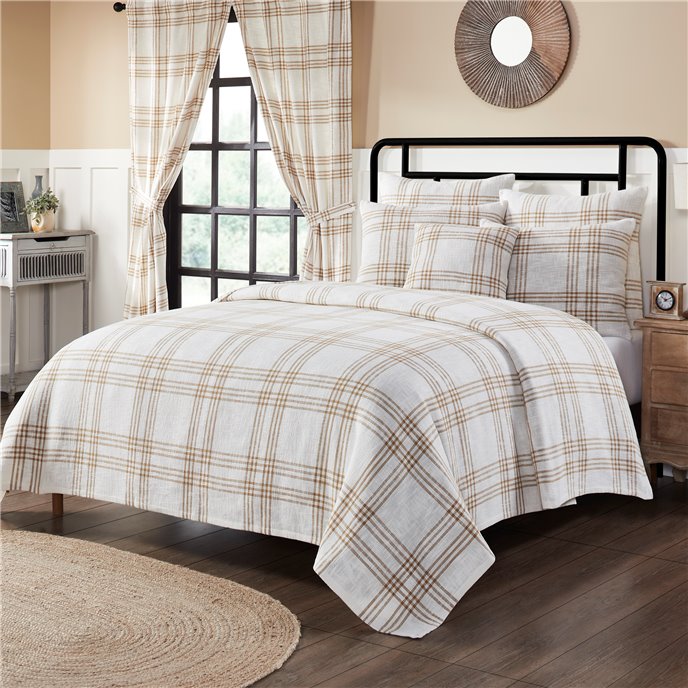 Wheat Plaid King Coverlet 97x110 Thumbnail