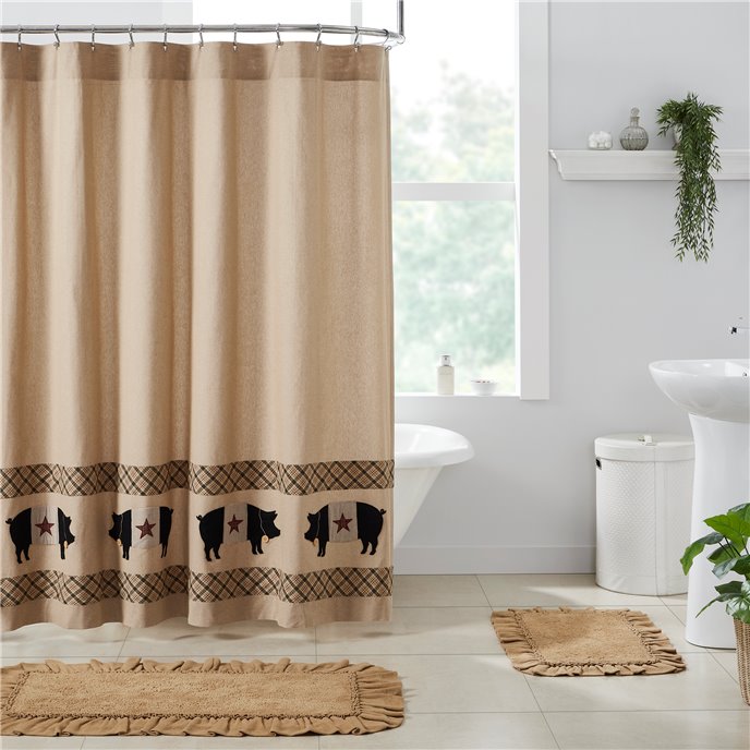 Cider Mill Primitive Pig Shower Curtain 72x72 Thumbnail