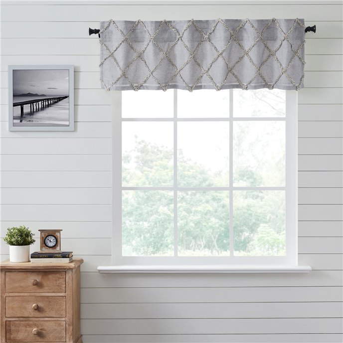 Frayed Lattice Creme &amp; Black Valance 16x60 Thumbnail