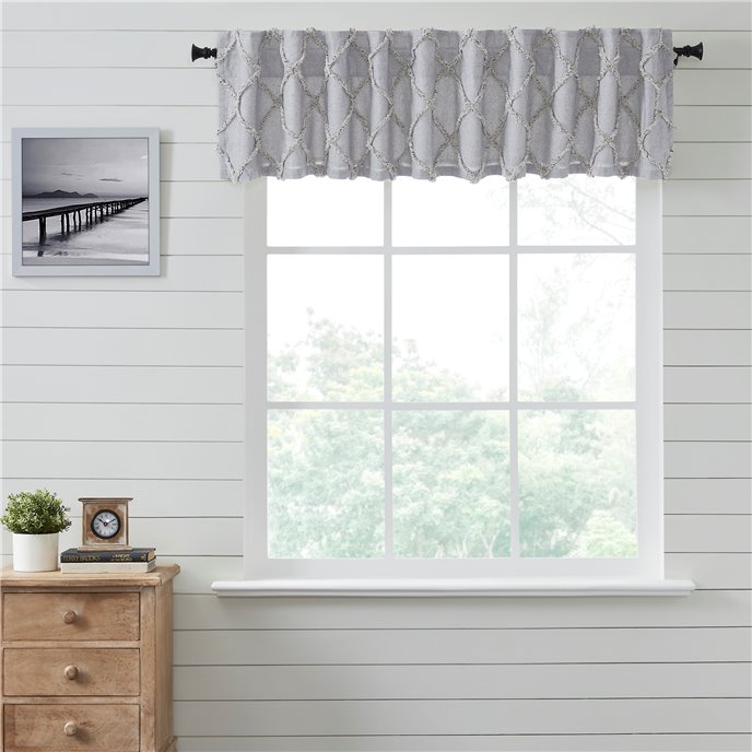 Frayed Lattice Creme &amp; Black Valance 16x90 Thumbnail