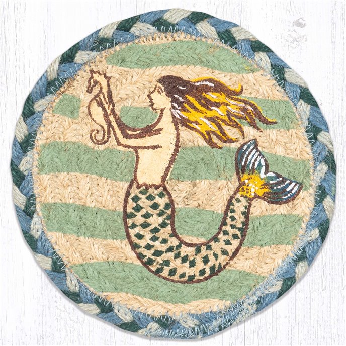 Mermaid Seahorse Round Large Coaster 7"x7" Set of 4 Thumbnail