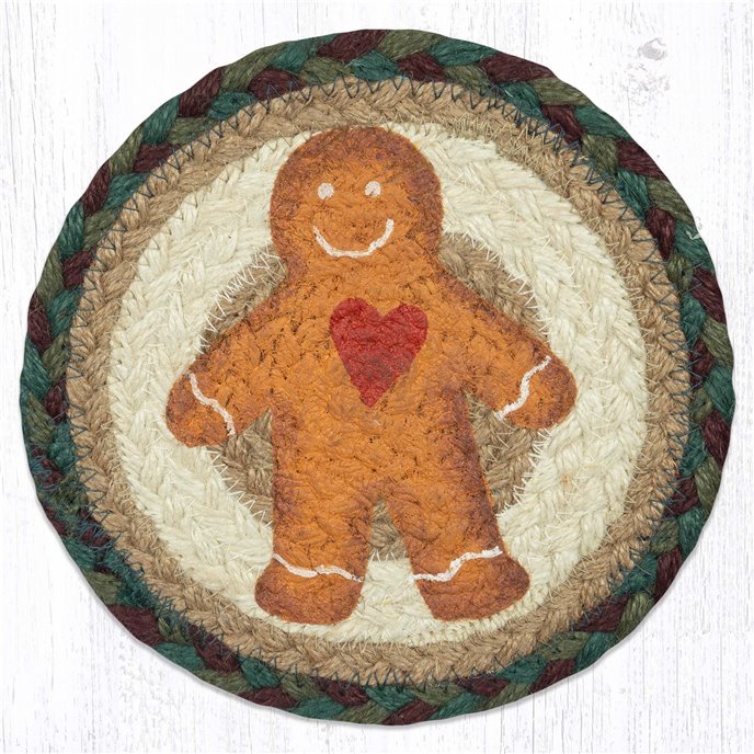 Gingerbread Man Round Large Coaster 7"x7" Set of 4 Thumbnail