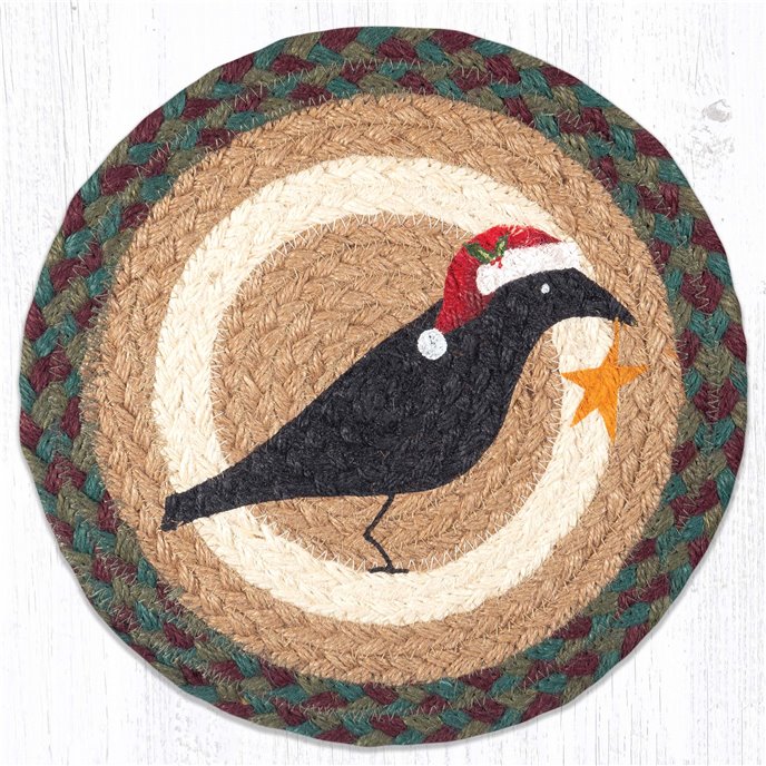 Crow Santa Hat Printed Round Trivet 10"x10" Thumbnail
