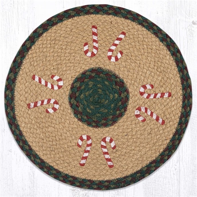 Candy Cane Printed Round Placemat 15"x15" Thumbnail