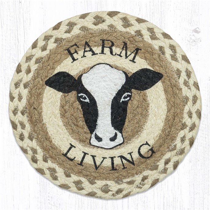 Farm Living Cow Printed Round Trivet 10"x10" Thumbnail