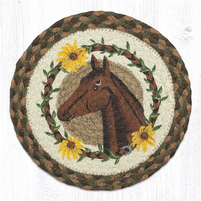 Brown Horse Daisy Printed Round Trivet 10"x10" Thumbnail
