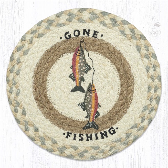 Gone Fishing Printed Round Trivet 10"x10" Thumbnail