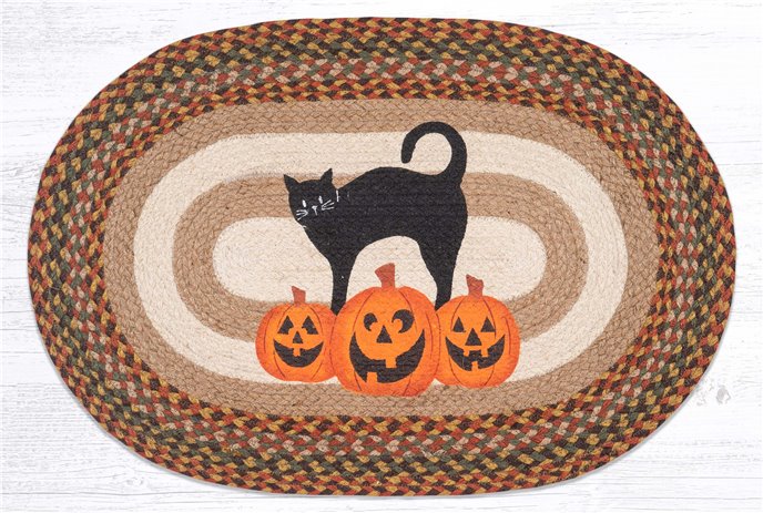 Pumpkin & Cat Oval Rug 20"x30" Thumbnail