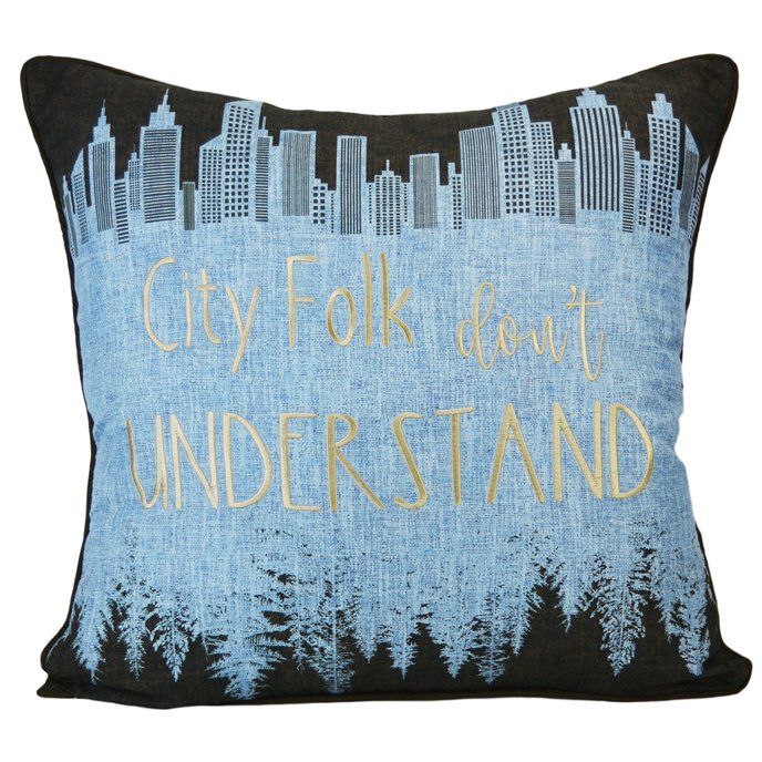Retro Forest "City Folk" Decorative Pillow Thumbnail