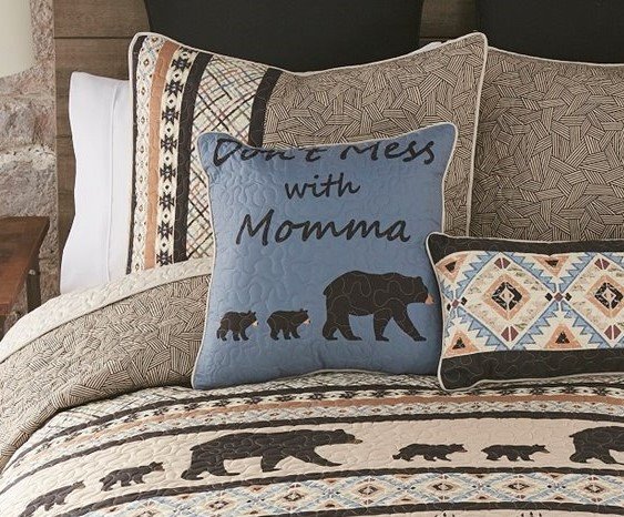 Momma Bear Square Pillow - Momma Bear Thumbnail