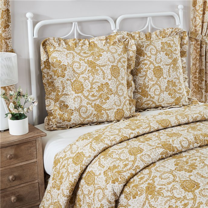 Dorset Gold Floral Fabric Euro Sham 26x26 Thumbnail