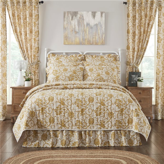 Dorset Gold Floral Luxury King Quilt 120WX105L Thumbnail