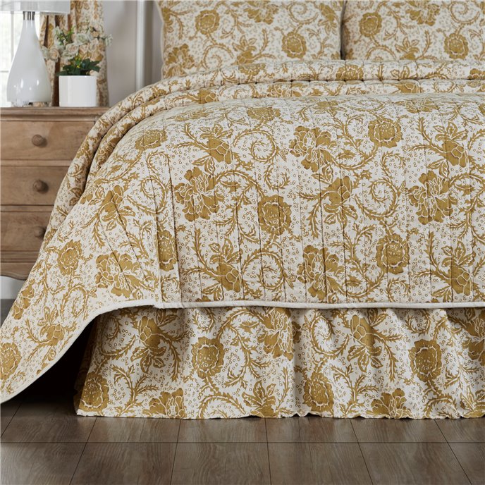 Dorset Gold Floral Queen Bed Skirt 60x80x16 Thumbnail