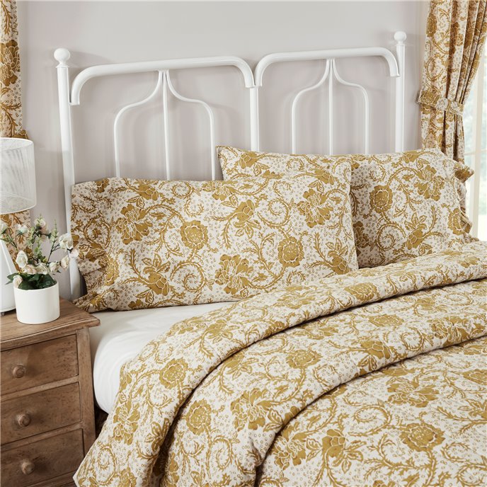 Dorset Gold Floral Ruffled King Pillow Case Set of 2 21x36+4 Thumbnail