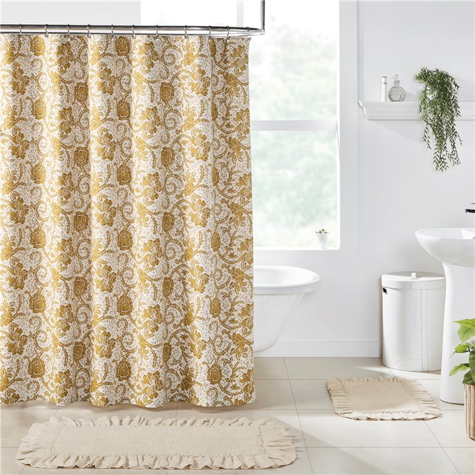 Dorset Gold Floral Shower Curtain 72x72 Thumbnail