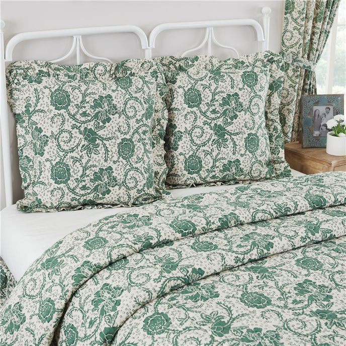 Dorset Green Floral Fabric Euro Sham 26x26 Thumbnail