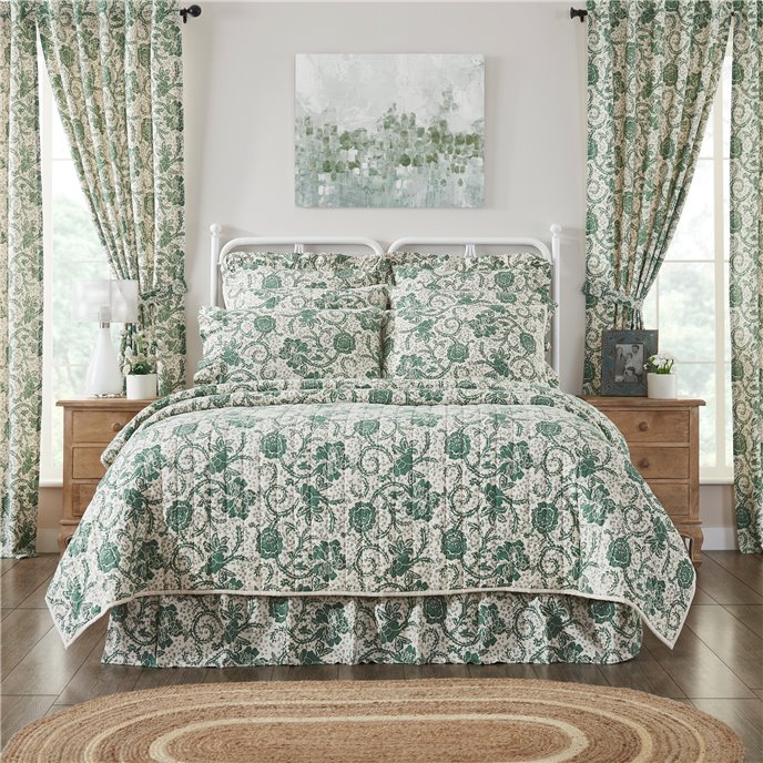 Dorset Green Floral Luxury King Quilt 120WX105L Thumbnail