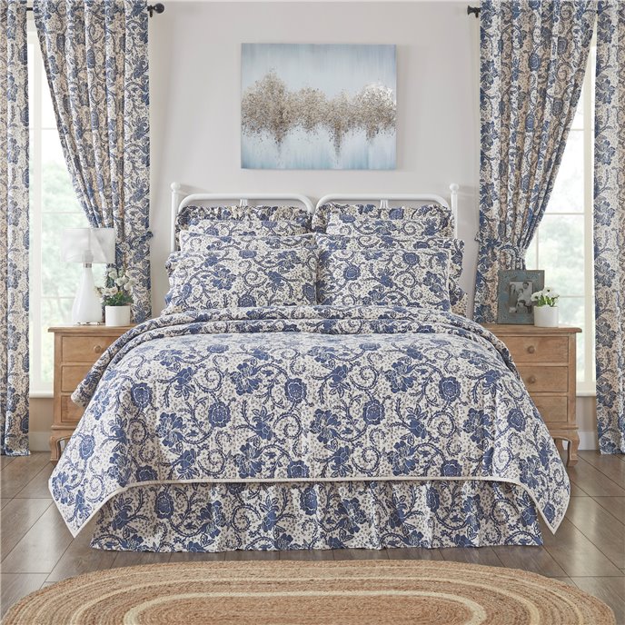 Dorset Navy Floral Twin Quilt 68Wx86L Thumbnail