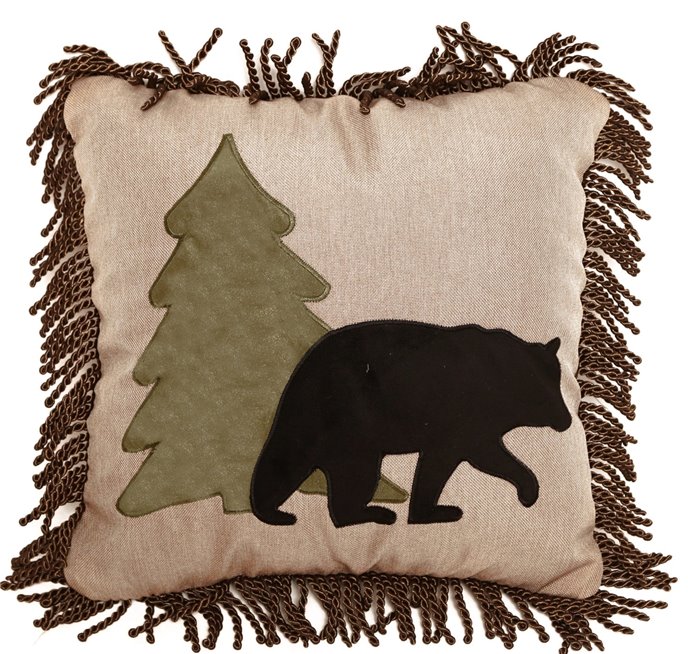 Carstens Bear & Tree Rustic Cabin Throw Pillow 18" x 18" Thumbnail