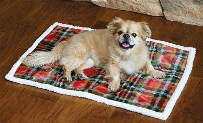 Rust and Sage Plaid S/M - White sherpa Dog Blanket Thumbnail