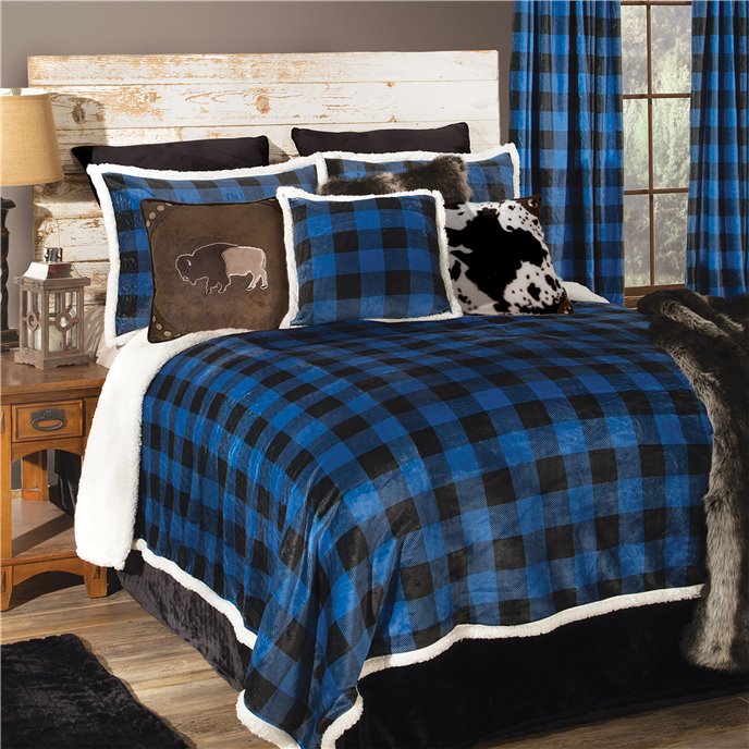 Carstens Wrangler Blue Lumberjack Buffalo Plaid Sherpa Fleece 4-Piece Comforter Set, Queen Thumbnail