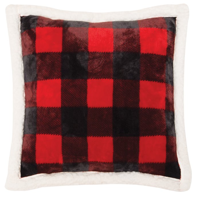 Carstens Red Lumberjack Plaid Throw Pillow 18" x 18" Thumbnail