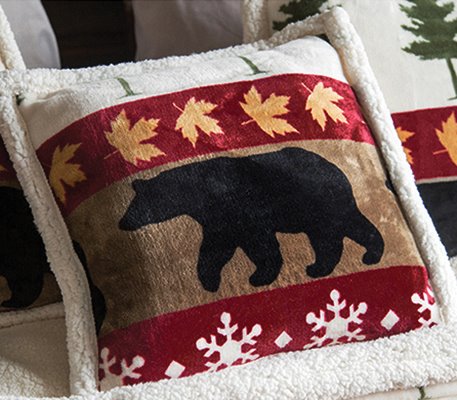 Carstens Tall Pines Rustic Cabin Throw Pillow 18" x 18" Thumbnail