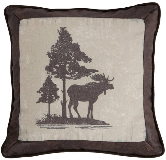 Carstens Vintage Moose Rustic Throw Pillow 18x18 Thumbnail