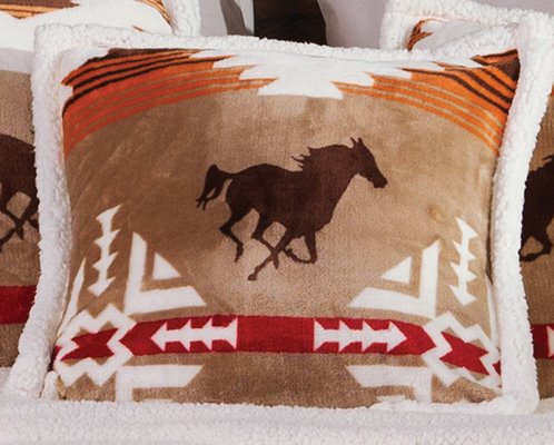 Carstens Free Rein Sherpa Horse Throw Pillow 18" x 18" Thumbnail