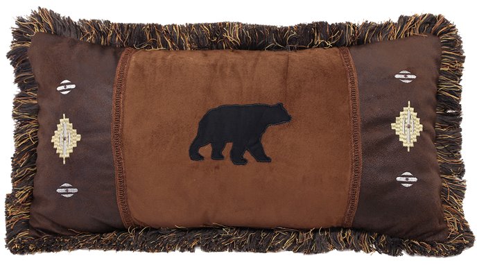 Carstens Bear and Diamonds Rustic Cabin Throw Pillow 14" x 26" Thumbnail