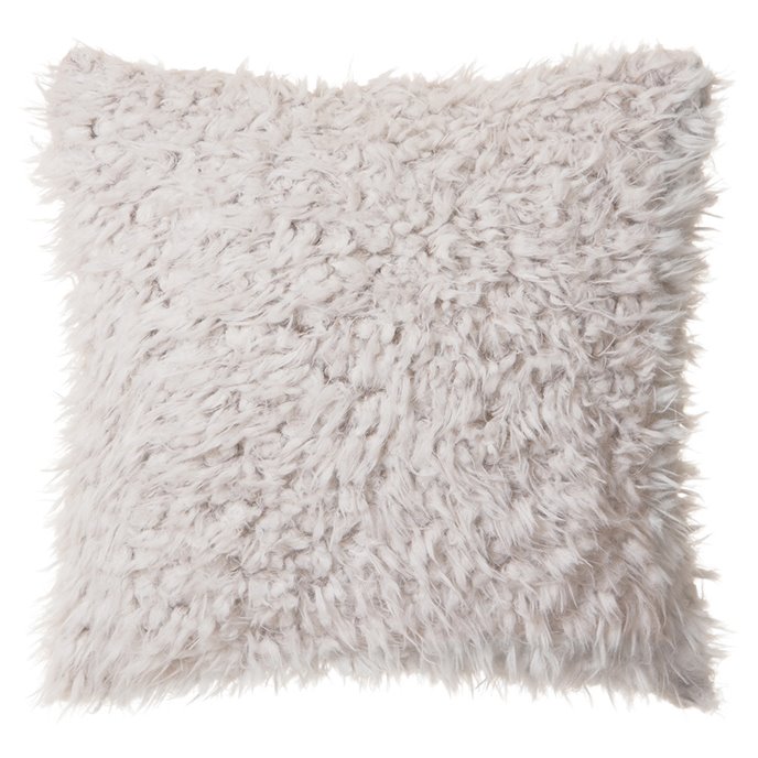 Faux Fur Throw Pillow 18"x18" With Insert, Off-White Plush Thumbnail